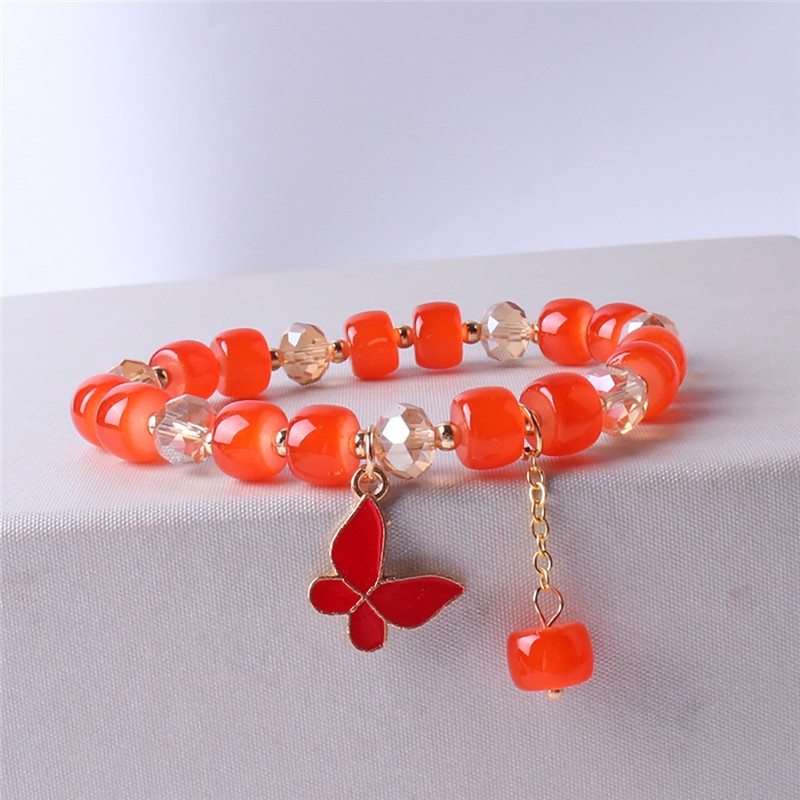 ✨✨Vòng tay chuỗi hạt pha lê nhiều màu hình hoa cúc/bướm thời trang ngọt ngào cho nữ