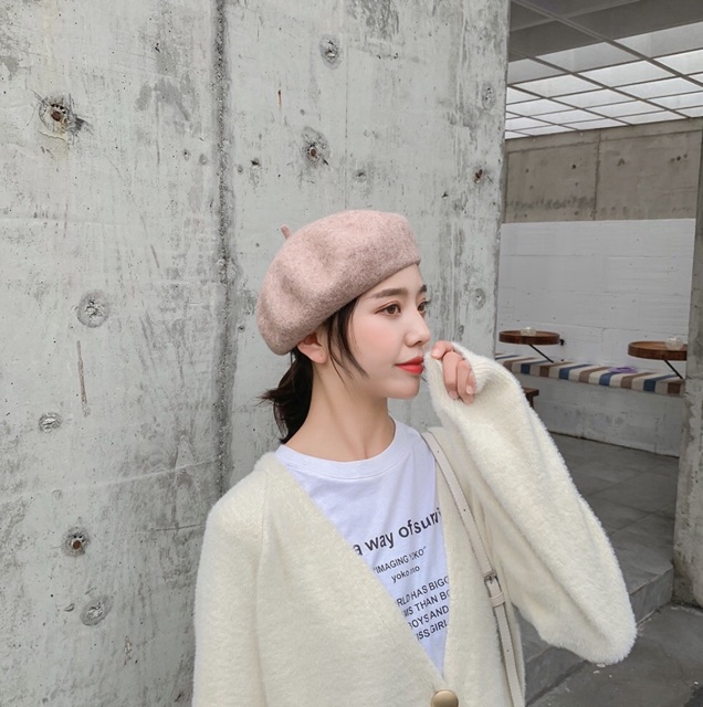 Mũ nồi, mũ beret dạ+ dây chỉnh độ rộng+túi zip (hàng loại 1)