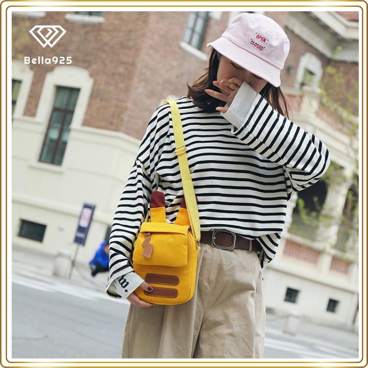 Túi xách nữ Bella925 balo đeo chéo bằng vải bố nhỏ xinh hình pikachu thích hợp dạo phố