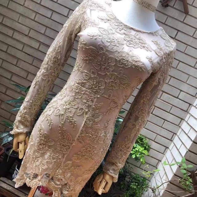 Đầm suông ren nâu kiểu nguyên tag hàng si 2hand