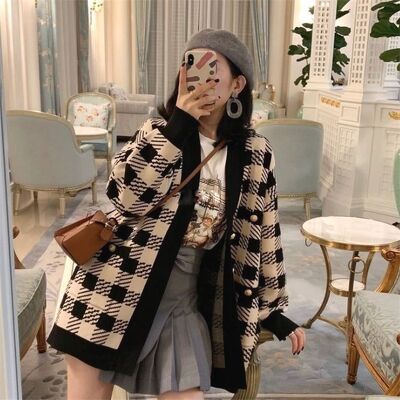 Áo Cadigan Len Kẻ Ô Fom rộng | BigBuy360 - bigbuy360.vn