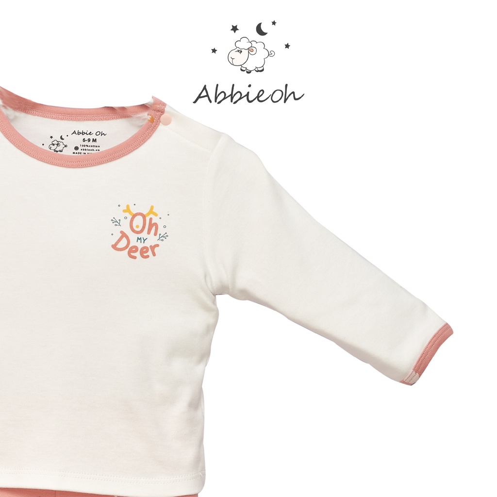 Bộ quần áo sơ sinh ABBIEOH dài tay chất liệu cotton cho bé 0 - 3 tuổi BO218 BO219