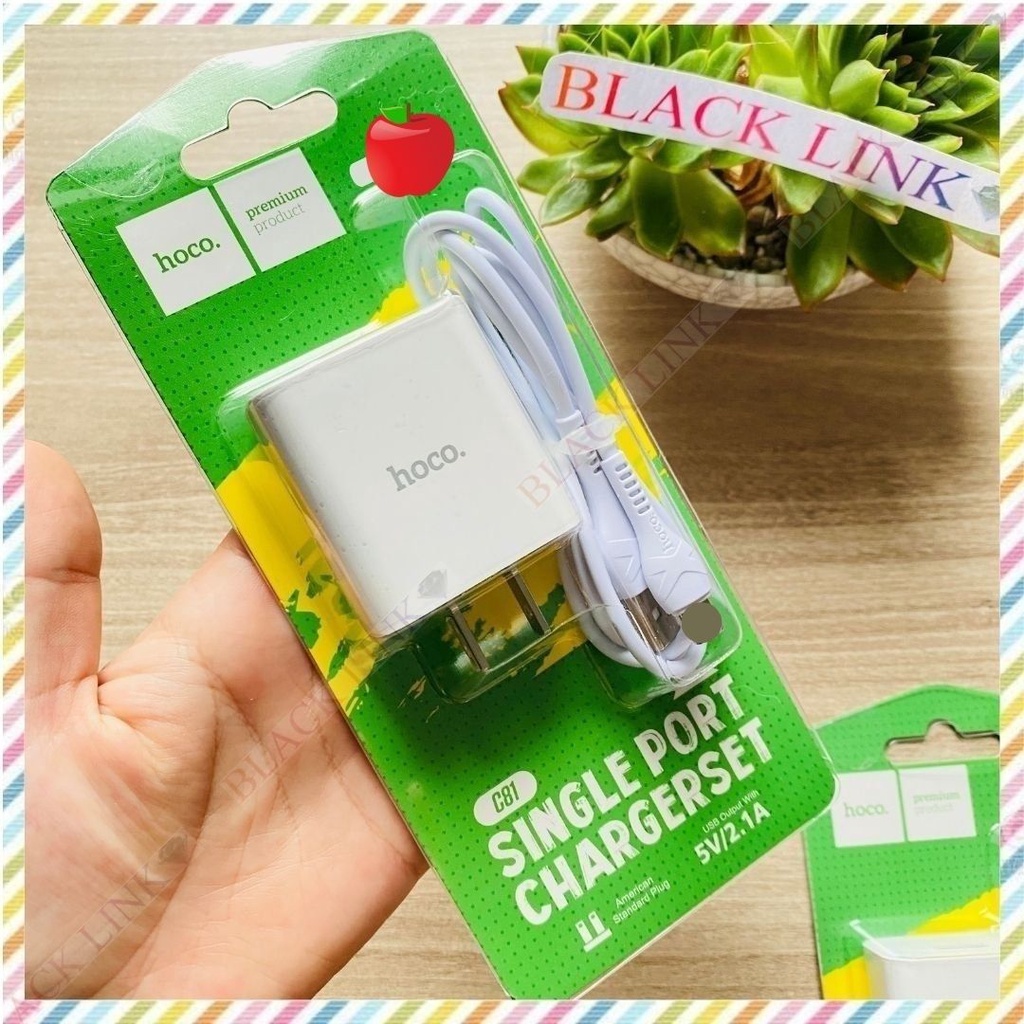 Bộ Củ Cáp Sạc 2.1A HOCO C81 Điện Thoại Máy Tính Bảng - Cốc Sạc Nhanh Pin Dự Phòng Tai Nghe Bluetooth Không Dây I12