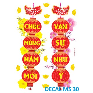 Decal hoa mai trang trí tết