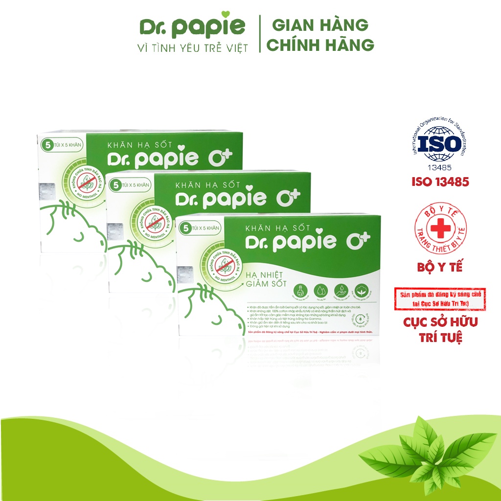 Khăn Ướt Thảo Dược Dr.Papie Làm Mát, Làm Sạch, Dịu Da, Vết Côn Trùng Đốt, Giảm Rôm Sảy, Mẩn Ngứa Và Hạ Sốt Cho Bé