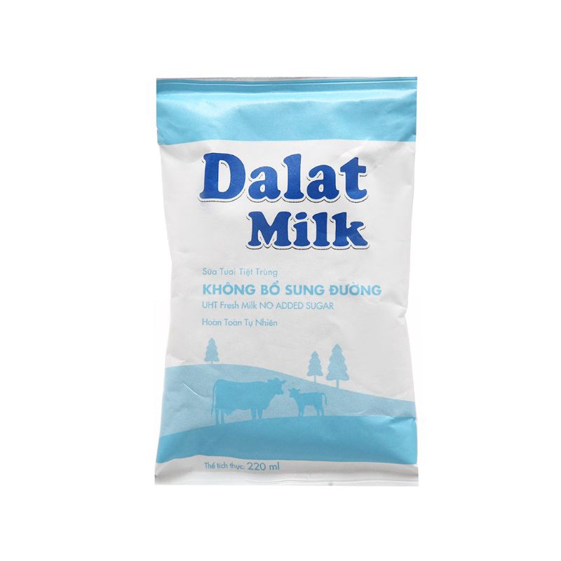 Sữa tươi tiệt trùng không đường Dalat Milk bịch 220ml
