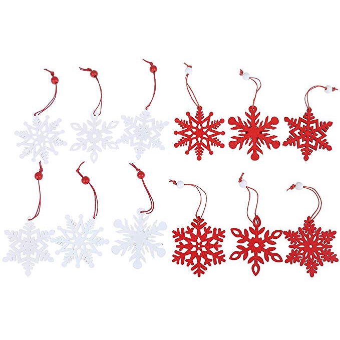 Set 6 Bông Tuyết Trắng Và Đỏ Trang Trí Cây Thông Noel
