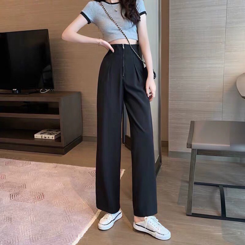 [ Mã FAMAYWA2 giảm 10K đơn 50K] [Ảnh Thật+Video Quần Culottes Ống Rộng Khoá Giữa 2 Màu, Quần Ống Suông Cạp Cao Cá Tính