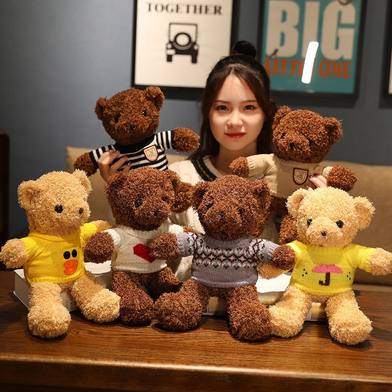 Gấu Teddy Nhồi Bông Mặc Đồ Len Sáng Tạo Mới