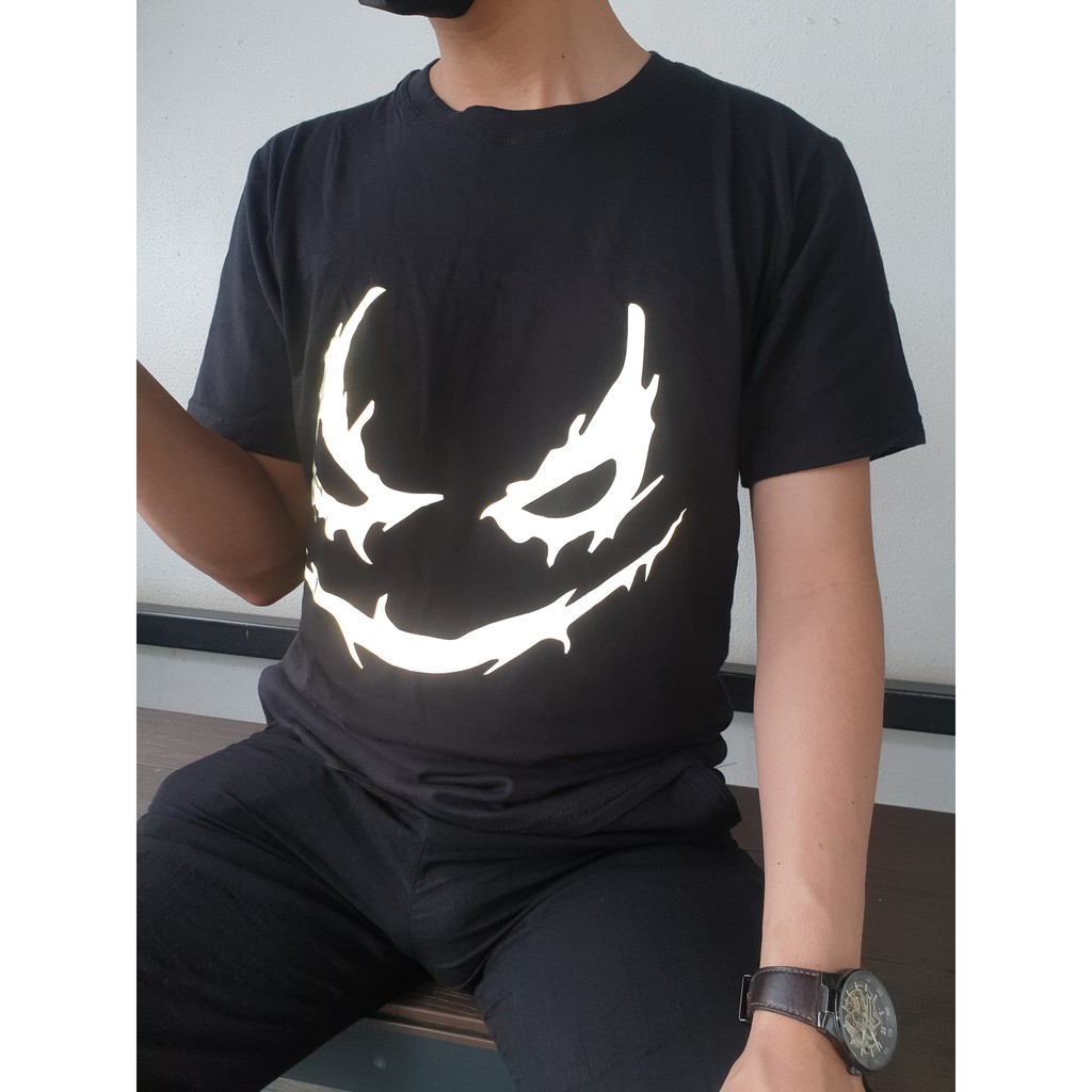 Áo Thun, Áo Thun Tay Lỡ Phom Rộng Unisex In Hình Mặt Quỷ, In Decal Phản Quang Siêu Đẹp | BigBuy360 - bigbuy360.vn