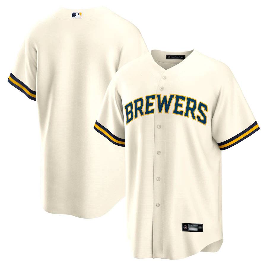 MLB Milwaukee Brewers Baseball Jersey Shirts Yelich Burnes Williams Cardigan Jersey Tee Plus Size
