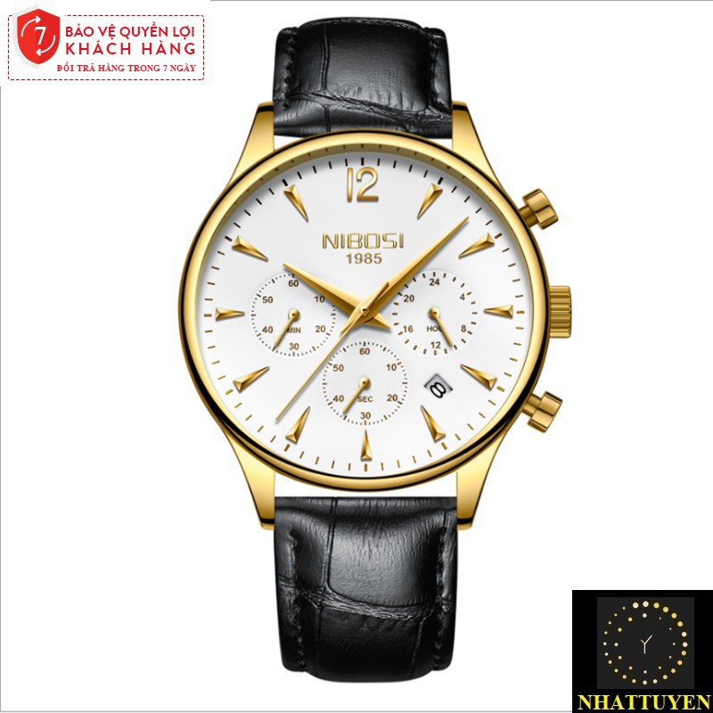 [ xả kho ] ĐỒNG HỒ NAM NIBOSI 2326 (1985) - DÂY DA CAO CẤP, THIẾT KẾ SANG TRỌNG