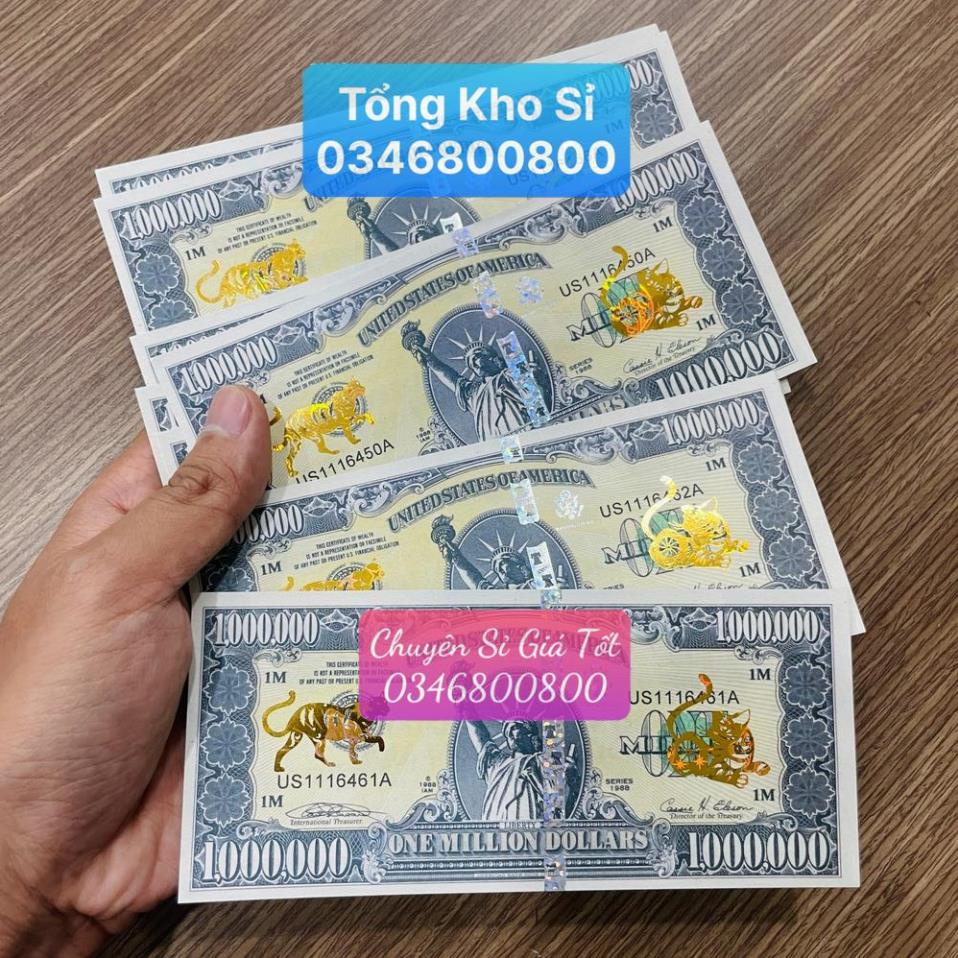 Tờ Tiền 1 Triệu Đô - Triệu USD Kỷ Niệm Hình Con Mèo Mạ Vàng Cao Cấp Lì Xì Tết 2023 May Mắn