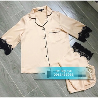 Bộ Pijama lụa ren