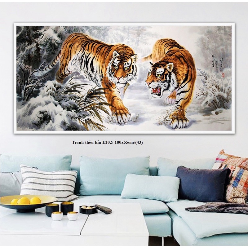 Tranh Thêu Kín Mãnh Hổ-Hai Con Hổ E202,P0008