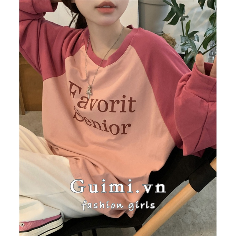 Áo Thun Nữ Tay Dài Dáng Rộng In Chữ Thời Trang