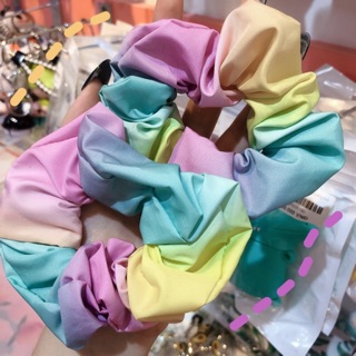 (Mua 5 tặng 1) Dây buộc tóc Scrunchies Cầu vồng trơn