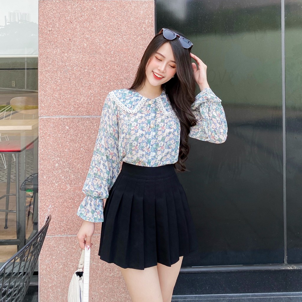 ❌FREESHIP-ÁO SƠ MI NỮ CÔNG SỞ CỔ LÁ SEN PHỐI REN (MS117)