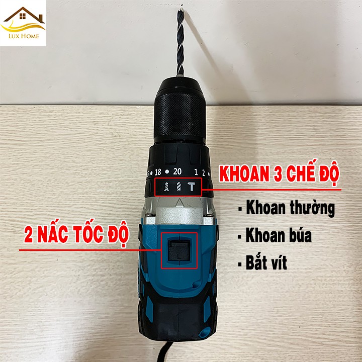 [TẶNG PK 29 CHI TIẾT] Máy Khoan Bê Tông Makita 118V- Máy khoan pin cầm tay không chổi than- Motor 775 Lõi Đồng 100%