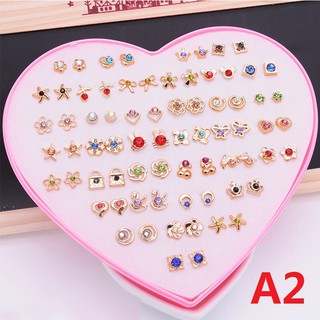 Set 36 đôi bông tai nhiều kiểu dáng độc đáo có hộp đựng hình trái tim