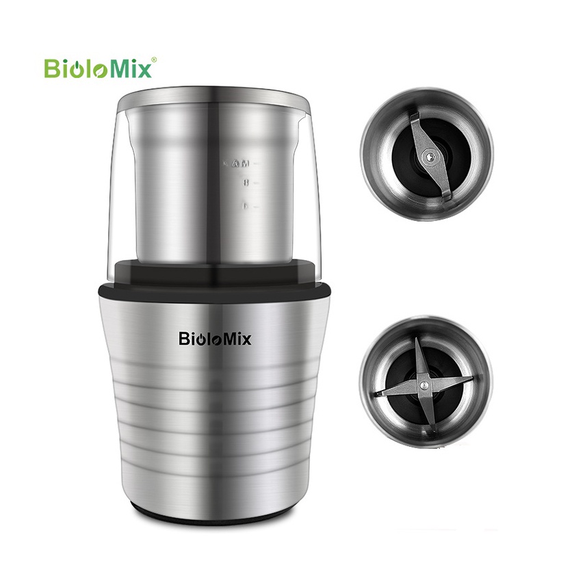 Máy xay hạt cà phê, gia vị và các loại hạt đa năng 2 trong 1 hãng Biolomix BCG300 Công suất: 300W - HÀNG CHÍNH HÃNG