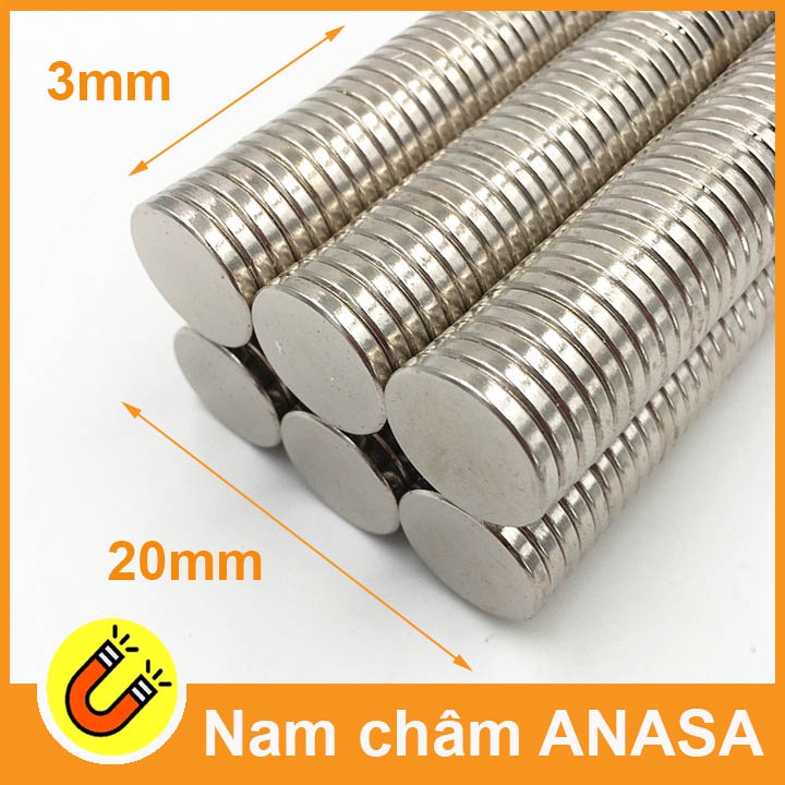 Nam châm đất hiếm neodymium 20x3mm từ tính khỏe N35
