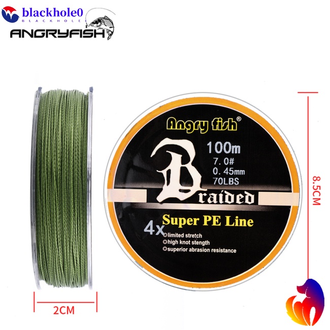 Dây câu cá ANGRYFISH kiểu 4 dây bện dài 100m/109yds độ bền kéo 10LB-80LB