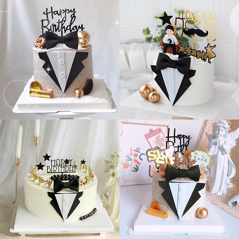 Phụ Kiện Trang Trí Bánh Kem Bằng Gốm Mềm Tinh Tế In Chữ Boss Dad