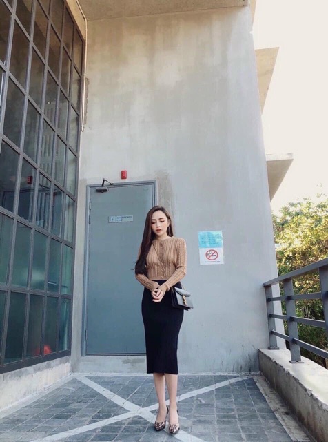Áo len thừng dài tay cúc to