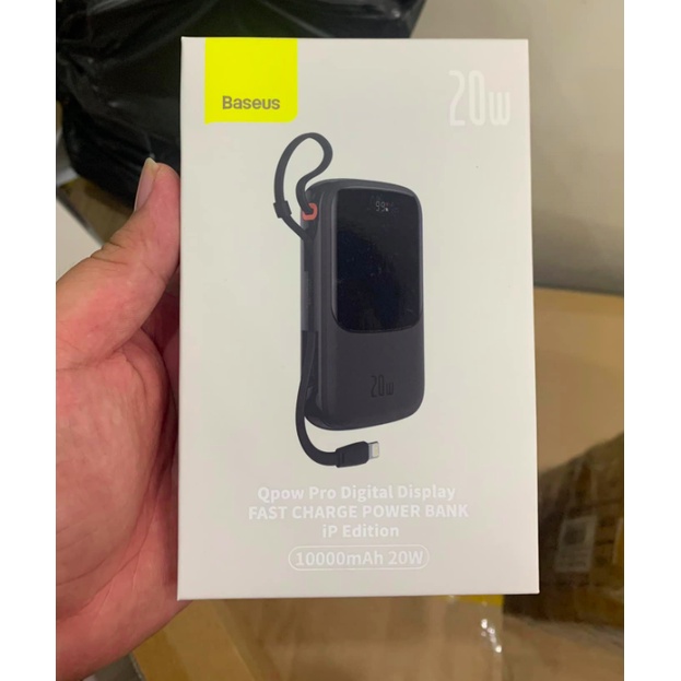 Pin dự phòng tích hợp cáp sạc Baseus Qpow Pro Digital Display Fast Charge Power Bank 10000mAh 20W
