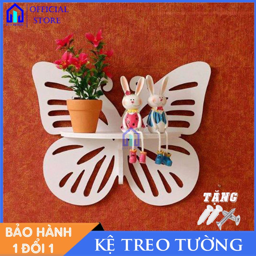 Kệ treo tường trang trí phòng khách, nhà tắm, phòng ngủ bằng gỗ đẹp, lắp ghép thông minh, kệ treo tường decor hình bướm