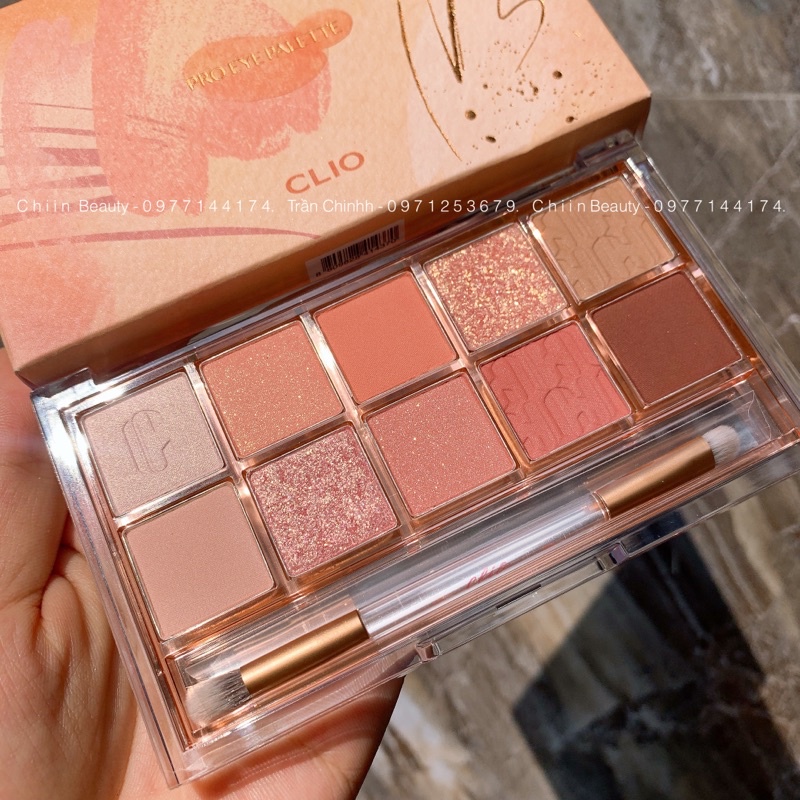 Có kèm cọ mắt - Bảng phấn mắt CLIO màu số 15 Eye Palette tone Spring Sunshine on Canvas cam hồng đào