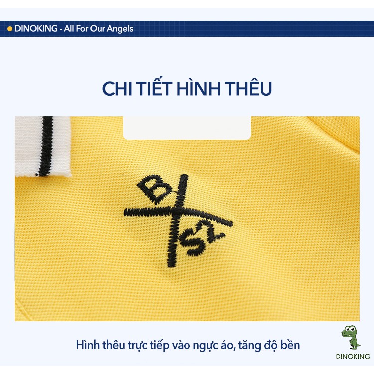 Áo Polo bé trai DINOKING Áo thun có cổ trẻ em 1-7 tuổi hàng xuất xịn AT08