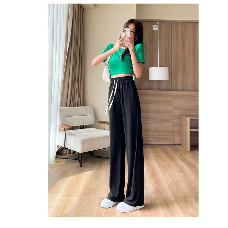 Quần Dài Ống Rộng Lưng Cao Phong Cách Hàn Quốc Cho Nữ