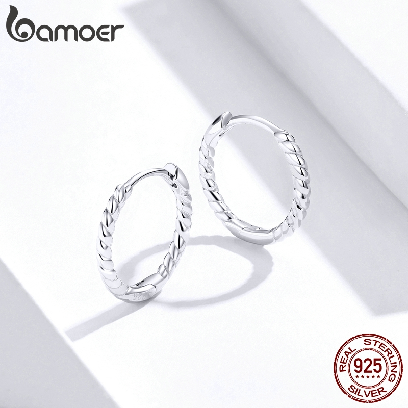 Bamoer Bông Tai Bạc 925 Kiểu Dáng Hình Học Đơn Giản sce841