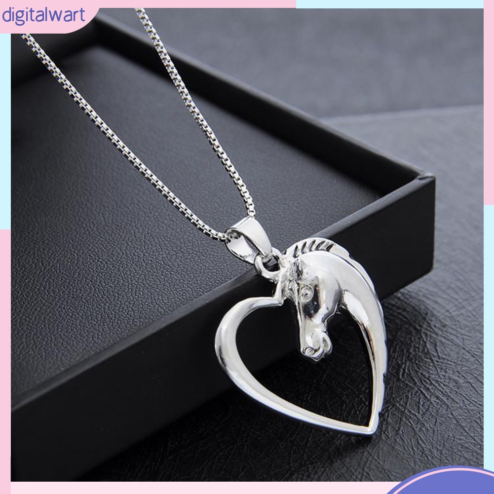 Dây Chuyền Hợp Kim Mặt Hình Đầu Ngựa Rỗng Phối Trái Tim Rỗng Cho Nữ