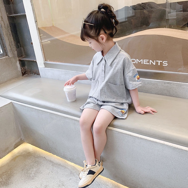 Set Đồ Thể Thao Áo Thun Tay Ngắn Dáng Rộng + Quần Short Phong Cách Hàn Quốc Thời Trang Mùa Hè Mới Cho Bé Gái