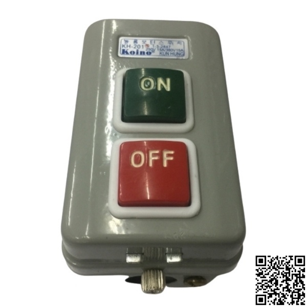 Công tắc bấm dính 3 pha KH-201 công tắc nguồn 10A, điện áp 380VAC tắt mở trực tiếp động cơ điện