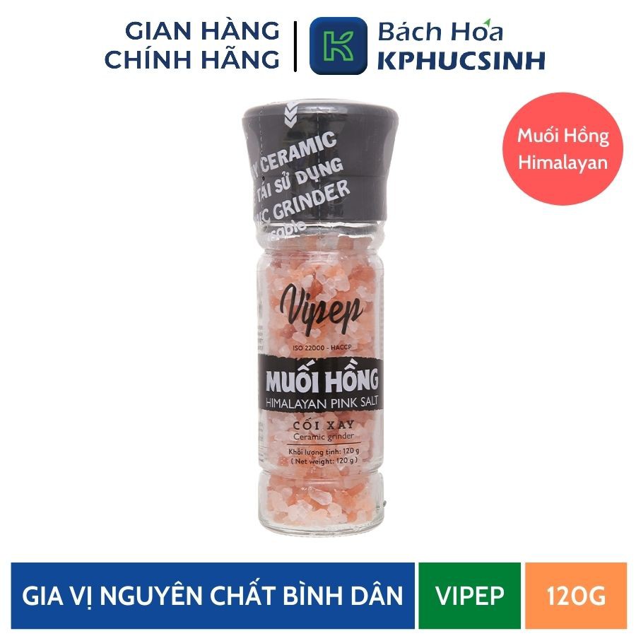 Muối hồng Vipep cối xay 120g KPHUCSINH - Hàng Chính Hãng