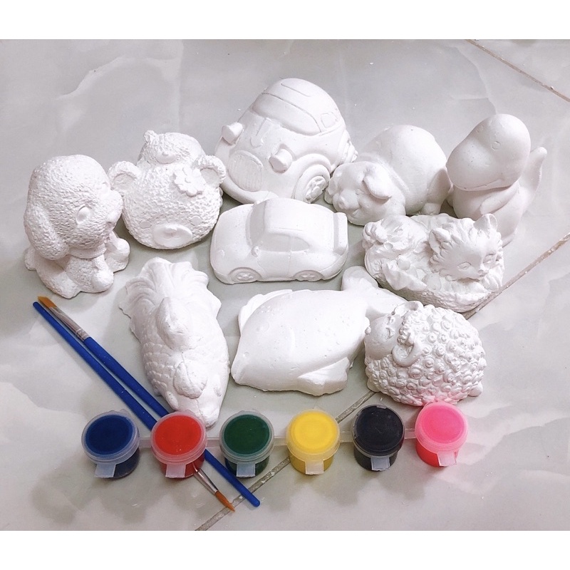 Tượng tô màu com bo 10 con kèm màu + 2 cọ