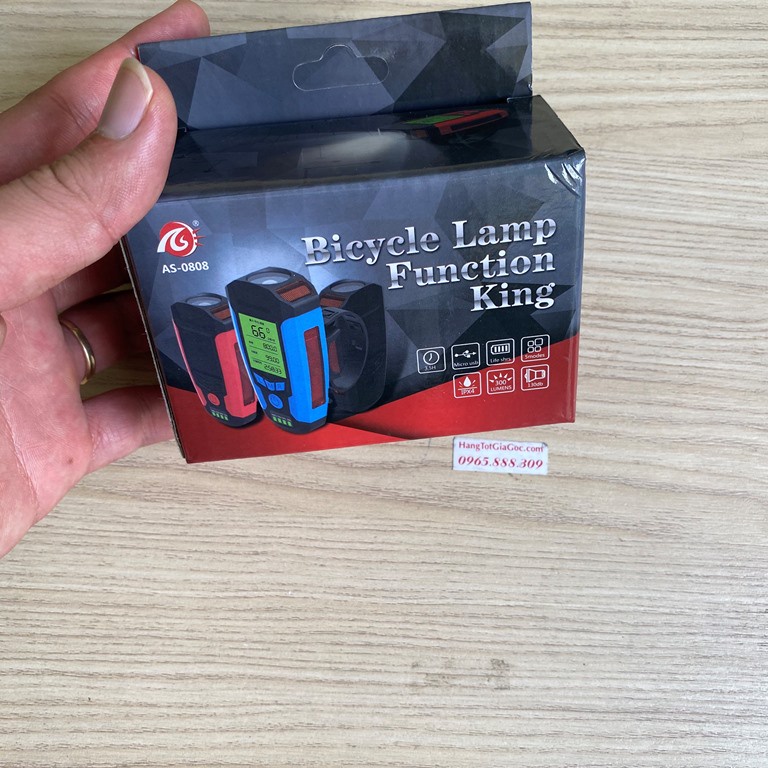 Đèn pin xe đạp cao cấp 3 trong 1 kết hợp còi điện và đồng hồ tốc độ có dây – DX38