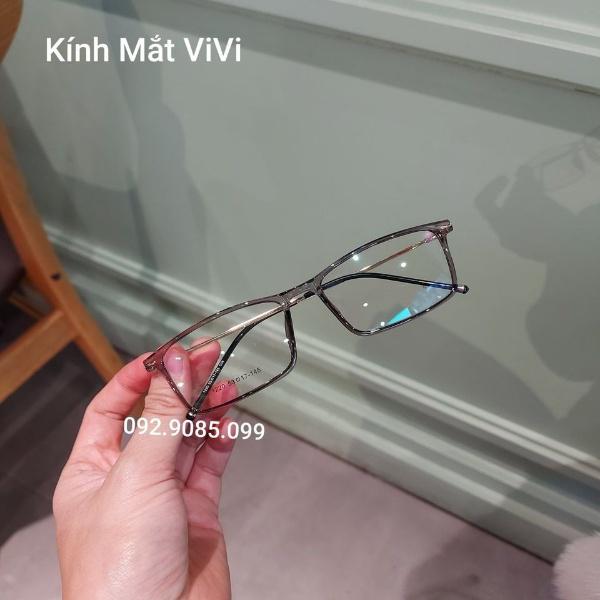 Gọng kính cận nam nữ dáng vuông nhỏ thanh mảnh V1220 chất liệu kim loại, Nhận cắt cận viễn loạn Kính mắt ViVi