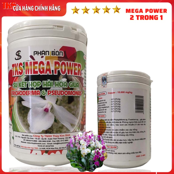 Trichoderna Và Pseudomonas 2 Trong 1:  Chế Phẩm Trừ Nấm Bệnh HOA LAN - TKS-MEGA POWER - Lon 1Kg