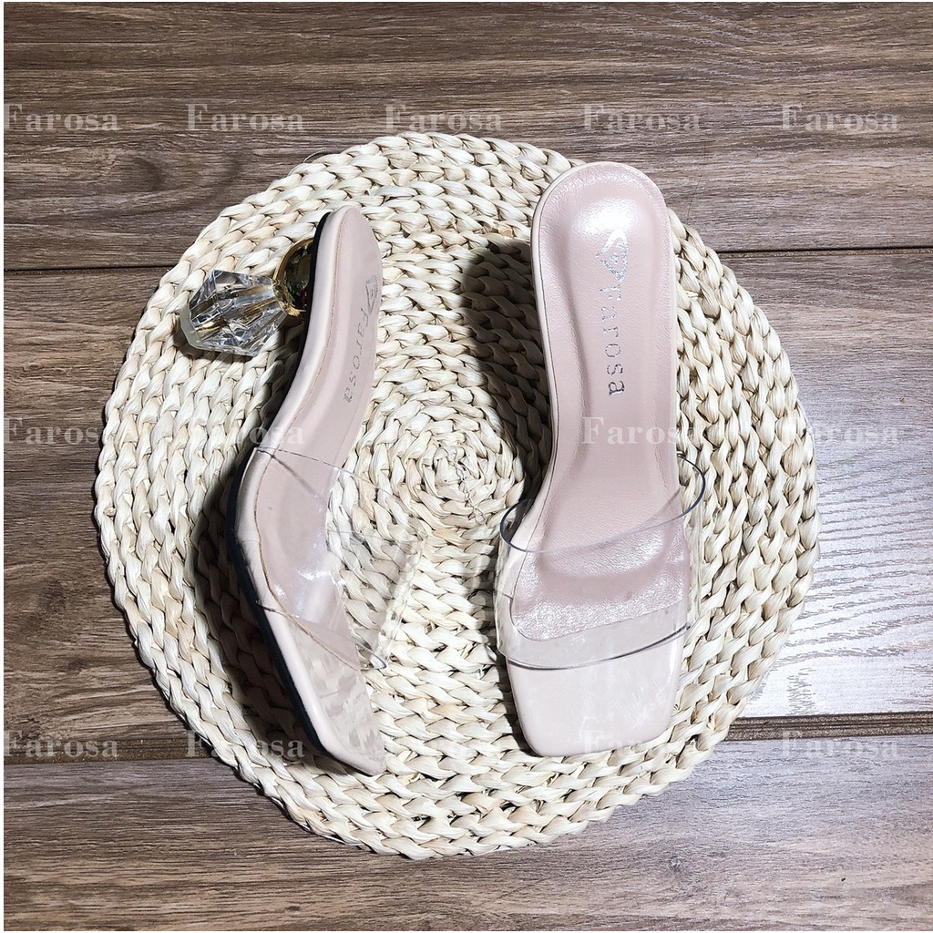 Dép guốc nữ cao gót 7cm quai ngang trong suốt cực sang chảnh