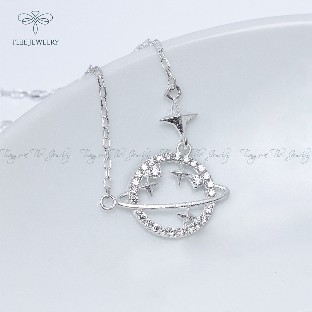 Dây chuyền bạc nữ TLEE mặt hành tinh galaxy nạm đá lấp lánh NCJ D0105