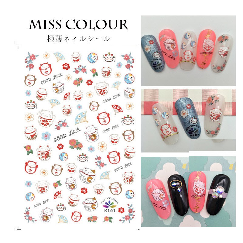 Nail Sticker Mèo Thần Tài May Mắn - Dán Móng Tay Tuyệt Đẹp