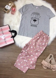 Bộ cotton lửng mặc nhà