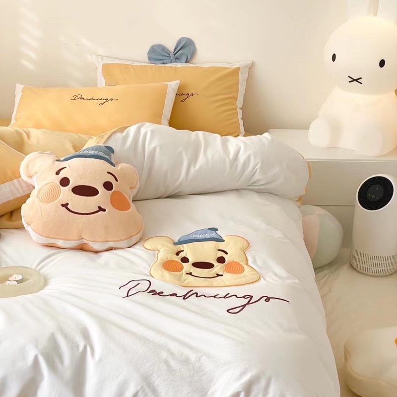 Set Chăn Ga Cotton Linen Hoạt Hình Cao Cấp Tặng Kèm Gối Bông (Shinbedding)