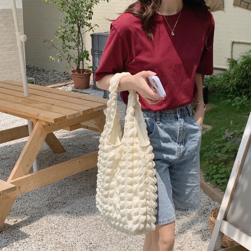 Túi tote xốp trắng kem
