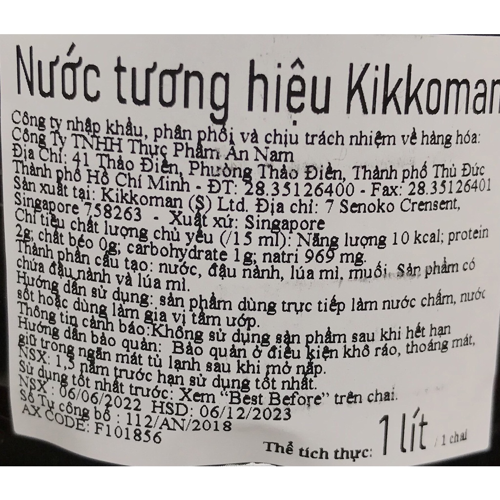 Nước Tương Soy Sauce Hiệu Kikkoman 1L HSD 3/2025
